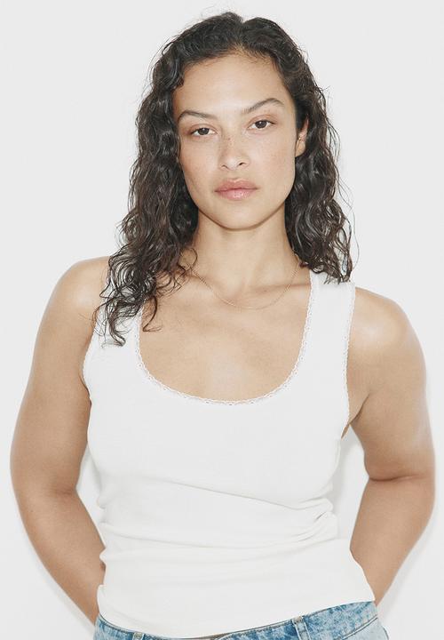 H&M - Lace-trimmed vest top - white
