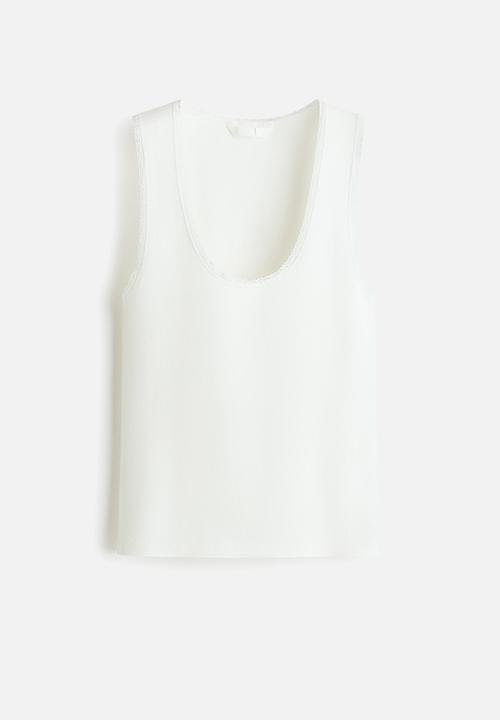 H&M - Lace-trimmed vest top - white