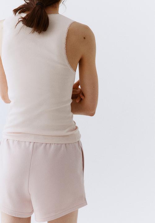 H&M - Lace-trimmed vest top - light pink