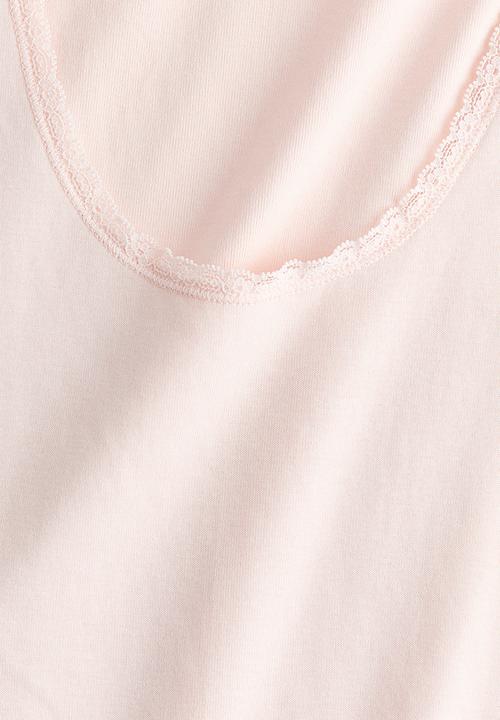H&M - Lace-trimmed vest top - light pink