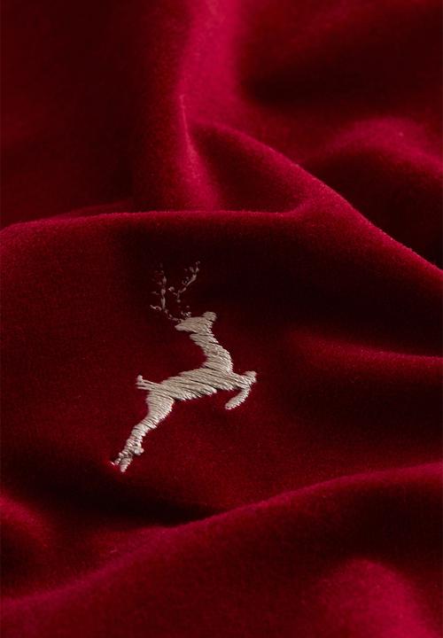 H&M - Embroidery-motif cushion cover - red/reindeer