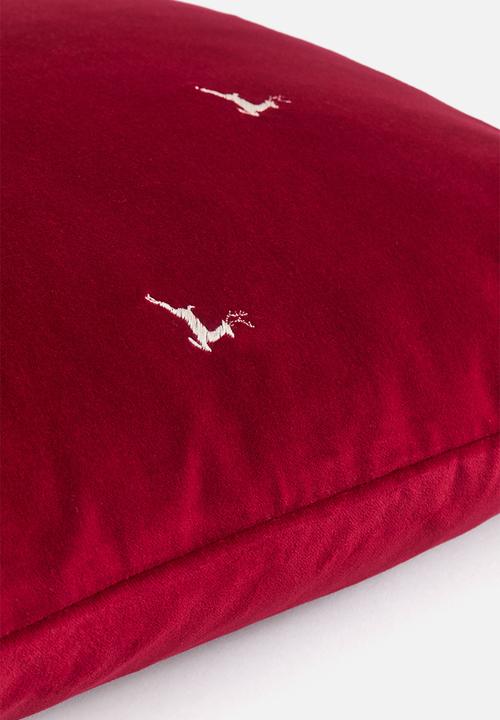 H&M - Embroidery-motif cushion cover - red/reindeer