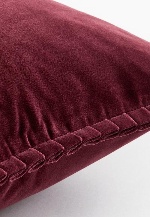 H&M - Pleated velvet cushion cover - dark red