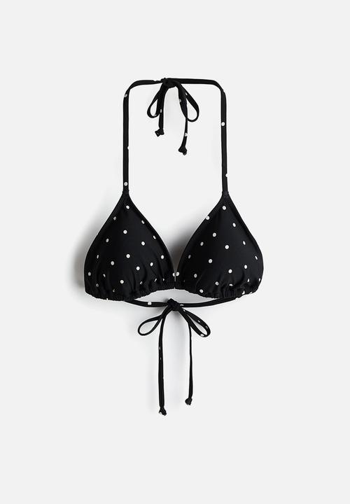H&M - Padded triangle bikini top - black/polka dot
