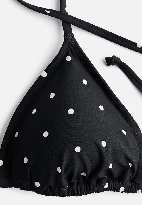 H&M - Padded triangle bikini top - black/polka dot