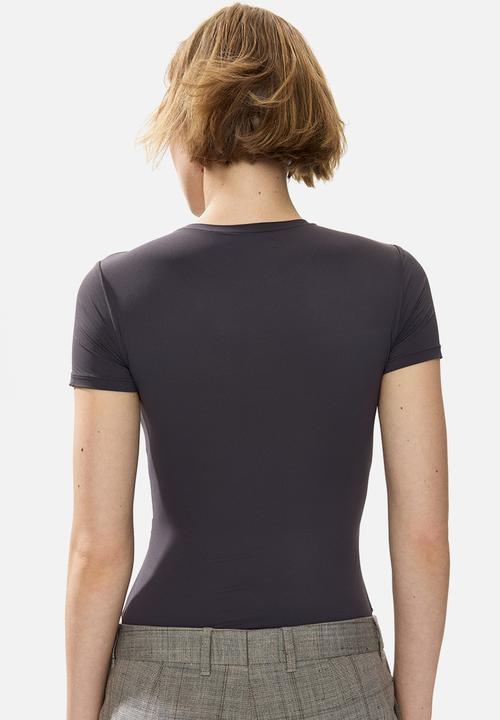 H&M - Short-sleeved microfibre body - dark grey