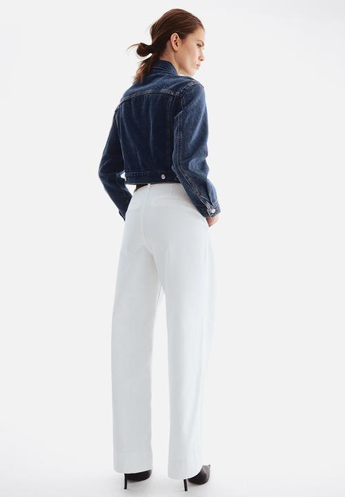 H&M - Wide belted twill trousers - white