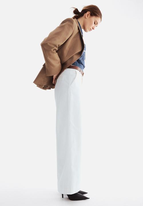 H&M - Wide belted twill trousers - white