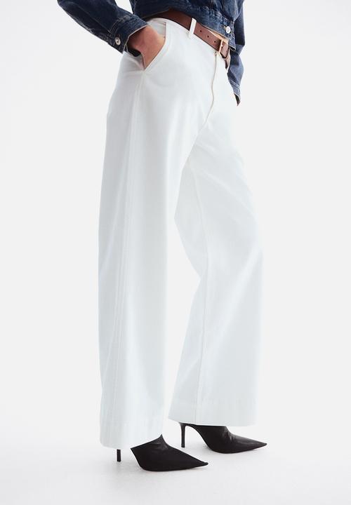 H&M - Wide belted twill trousers - white