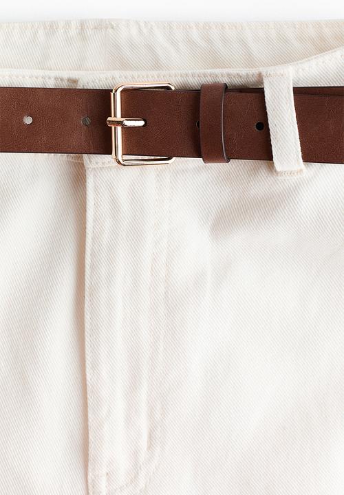 H&M - Wide belted twill trousers - white