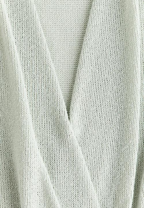 H&M - Knitted wrap top - light dusty green