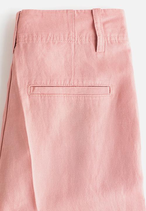 H&M - Tapered linen-blend trousers - dusty pink