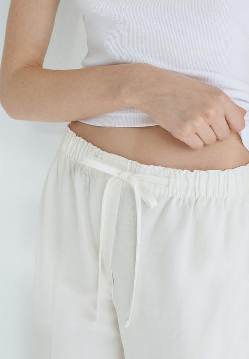 H&M - Linen-blend drawstring trousers - white
