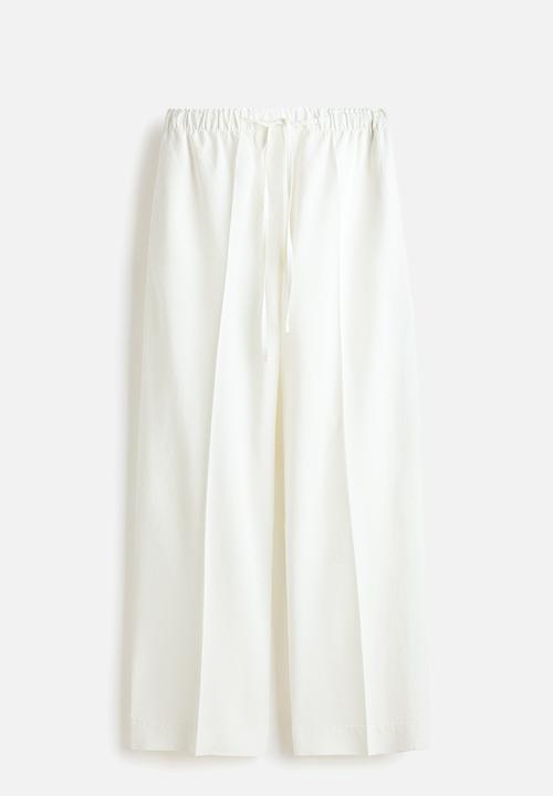 H&M - Linen-blend drawstring trousers - white