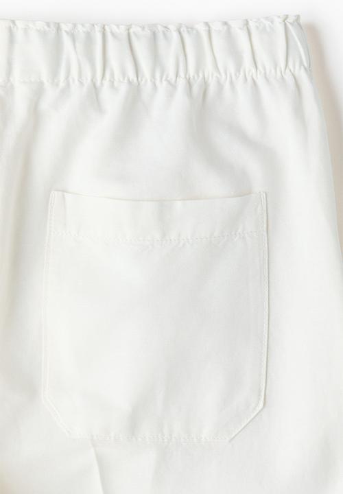H&M - Linen-blend drawstring trousers - white
