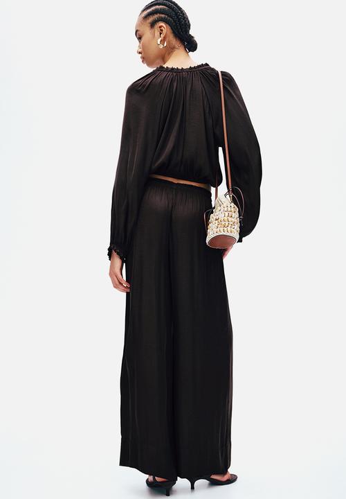 H&M - Wide drawstring trousers - dark brown
