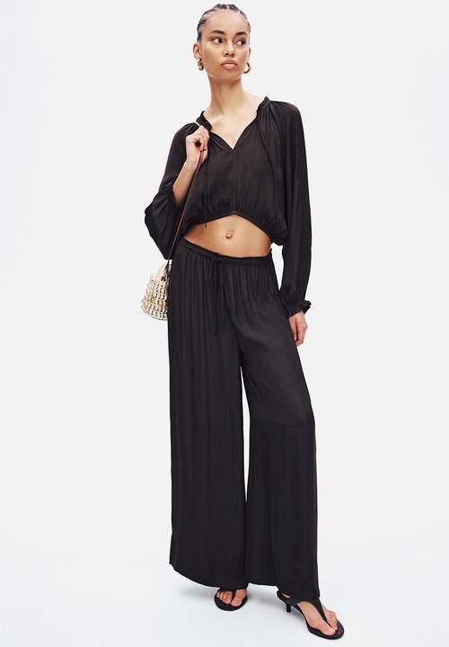 H&M - Wide drawstring trousers - dark brown