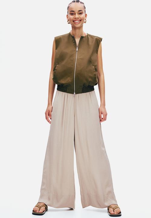 H&M - Wide drawstring trousers - greige