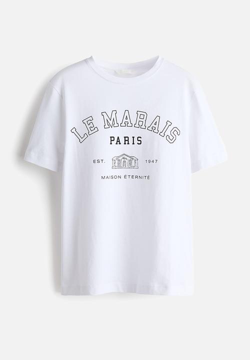 H&M - Printed T-shirt - white/le marais
