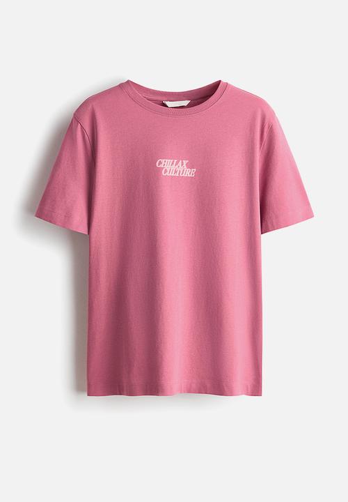 H&M - Printed t-shirt - pink/chillax culture