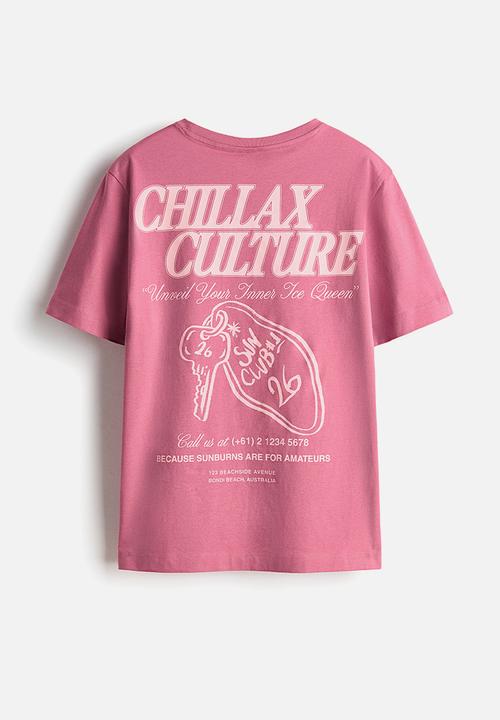 H&M - Printed t-shirt - pink/chillax culture