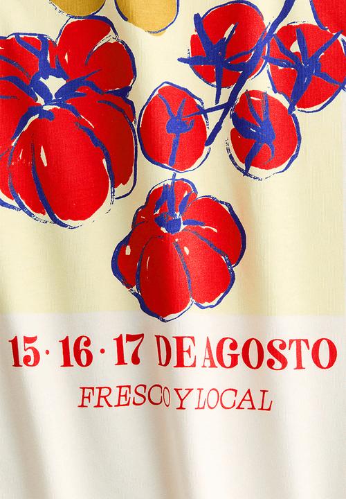 H&M - Printed t-shirt - ivory/feria de verano