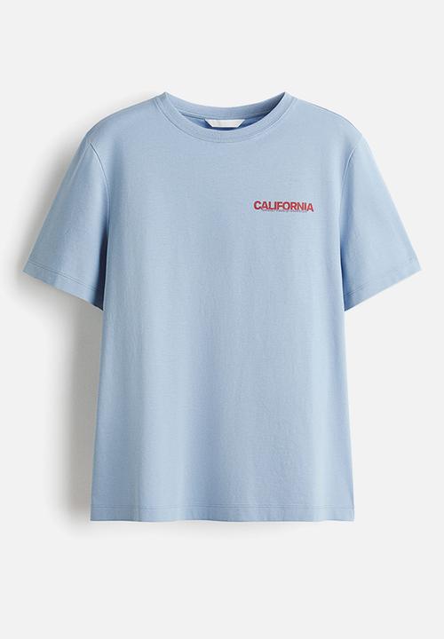 H&M - Printed t-shirt - dusty light blue/california