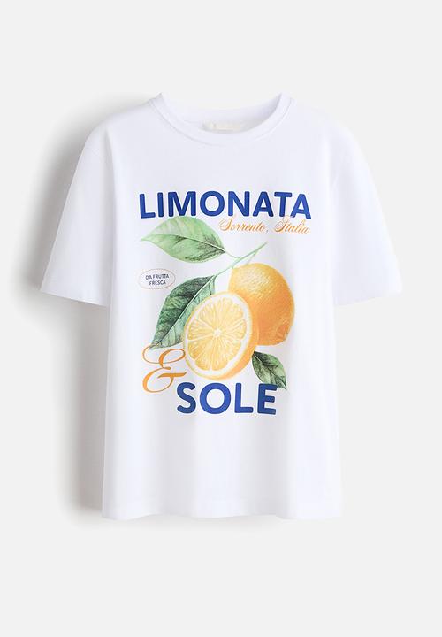 H&M - Printed T-shirt - white/lemons