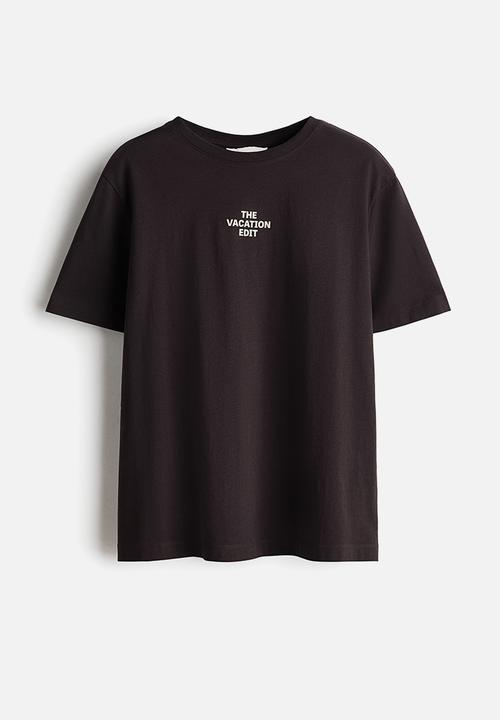H&M - Printed T-shirt - dark brown/the vacation edit