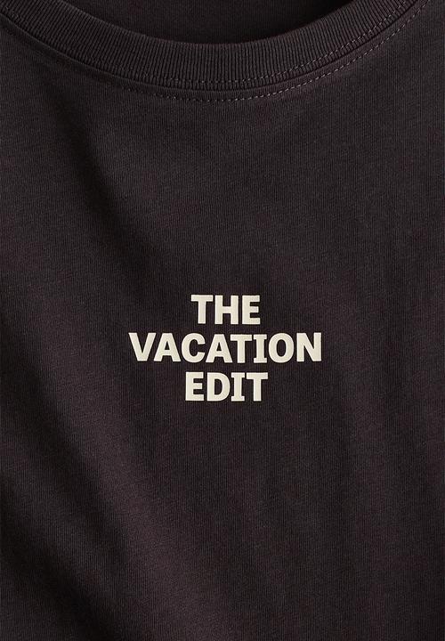 H&M - Printed T-shirt - dark brown/the vacation edit