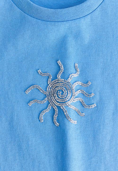 H&M - Motif-detail t-shirt - blue/sun
