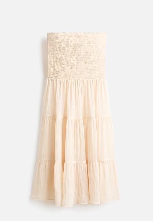 H&M - Smocked chiffon skirt - light beige