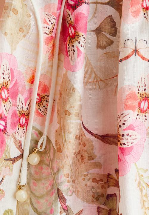 H&M - Short tunic dress - cream/floral