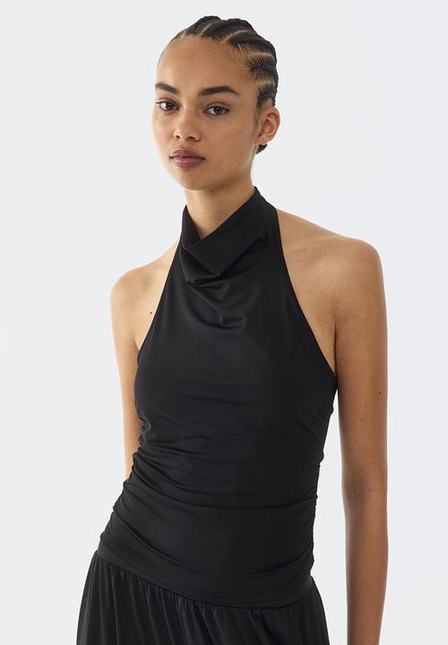 H&M - Gathered halterneck top - black