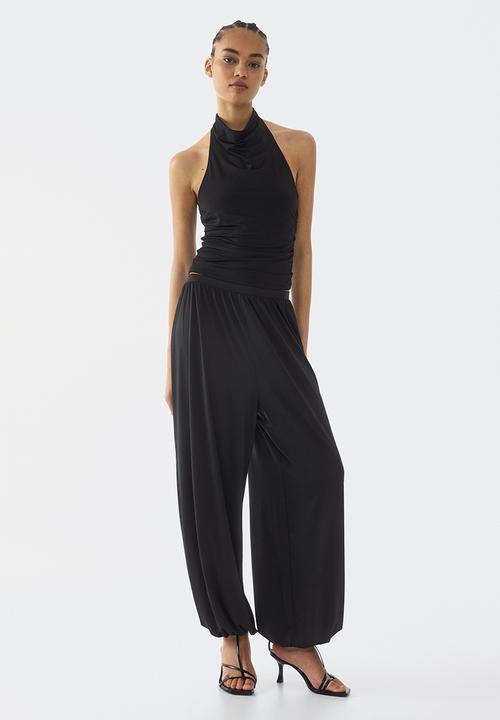 H&M - Gathered halterneck top - black