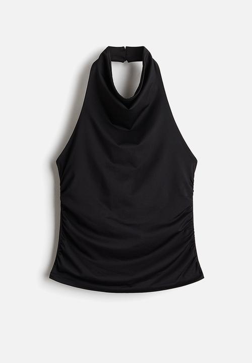 H&M - Gathered halterneck top - black
