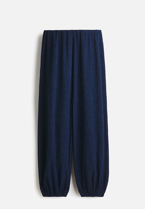 H&M - Crinkled balloon trousers - navy blue