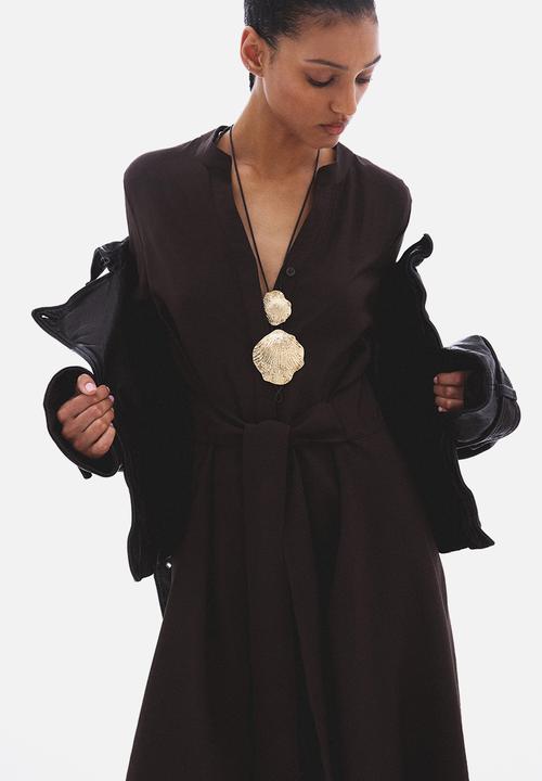 H&M - Tie-belt dress - dark brown