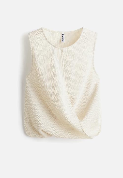 H&M - Wrap-detail crinkled top - light beige