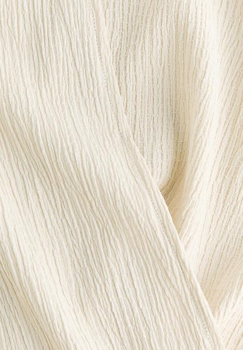 H&M - Wrap-detail crinkled top - light beige