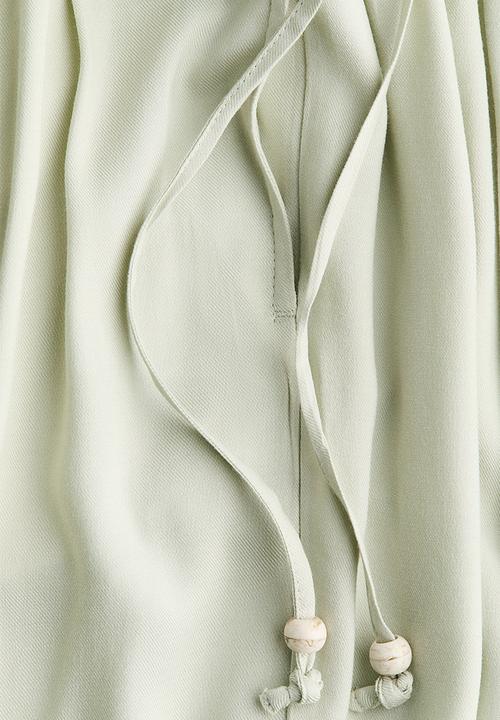 H&M - Wide drawstring trousers - light dusty green