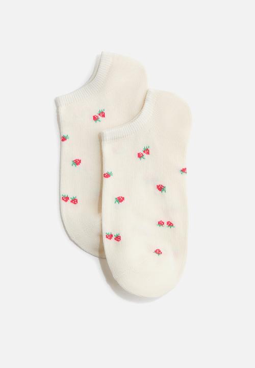 H&M - 7-Pack trainer socks - cream/strawberries
