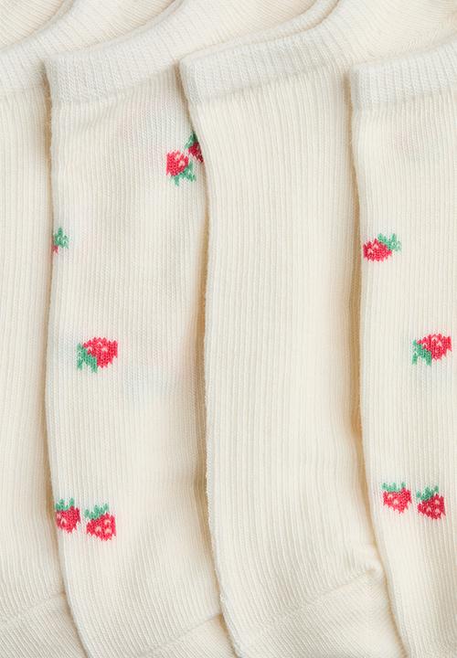 H&M - 7-Pack trainer socks - cream/strawberries