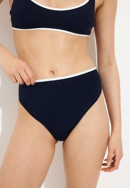 H&M - High waist cheeky bikini bottoms - navy blue