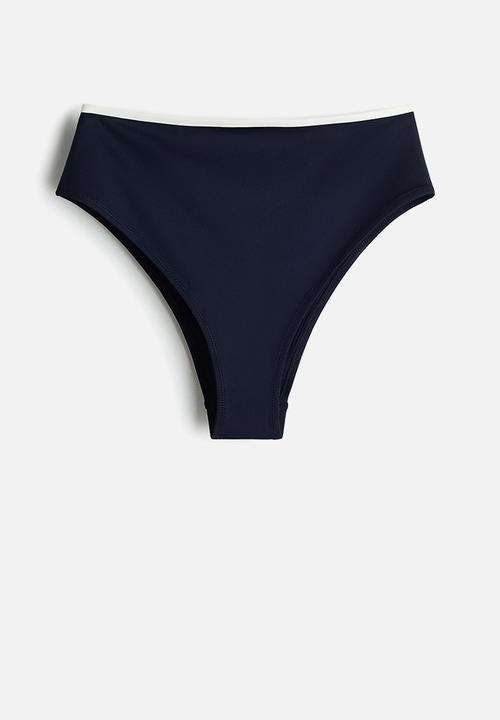 H&M - High waist cheeky bikini bottoms - navy blue
