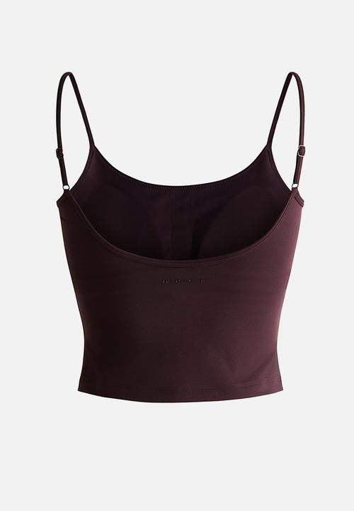 H&M - Integral-bra sports strappy top with softmove™ - chocolate plum