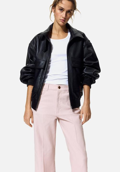 H&M - Bootcut cotton canvas trousers - light pink