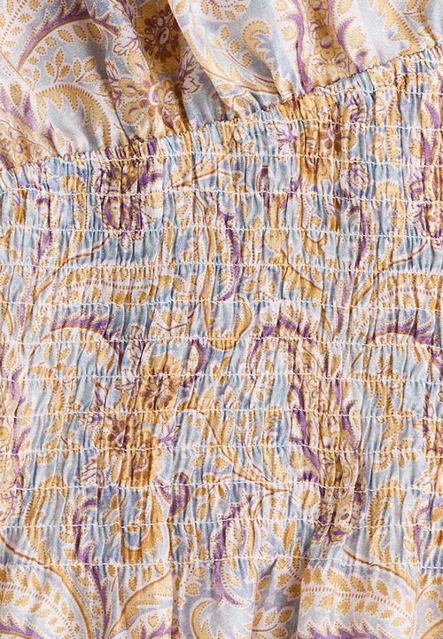 H&M - Smocked top - light purple/paisley pattern
