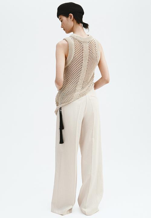H&M - Wide tailored trousers - light beige
