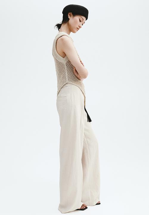 H&M - Wide tailored trousers - light beige